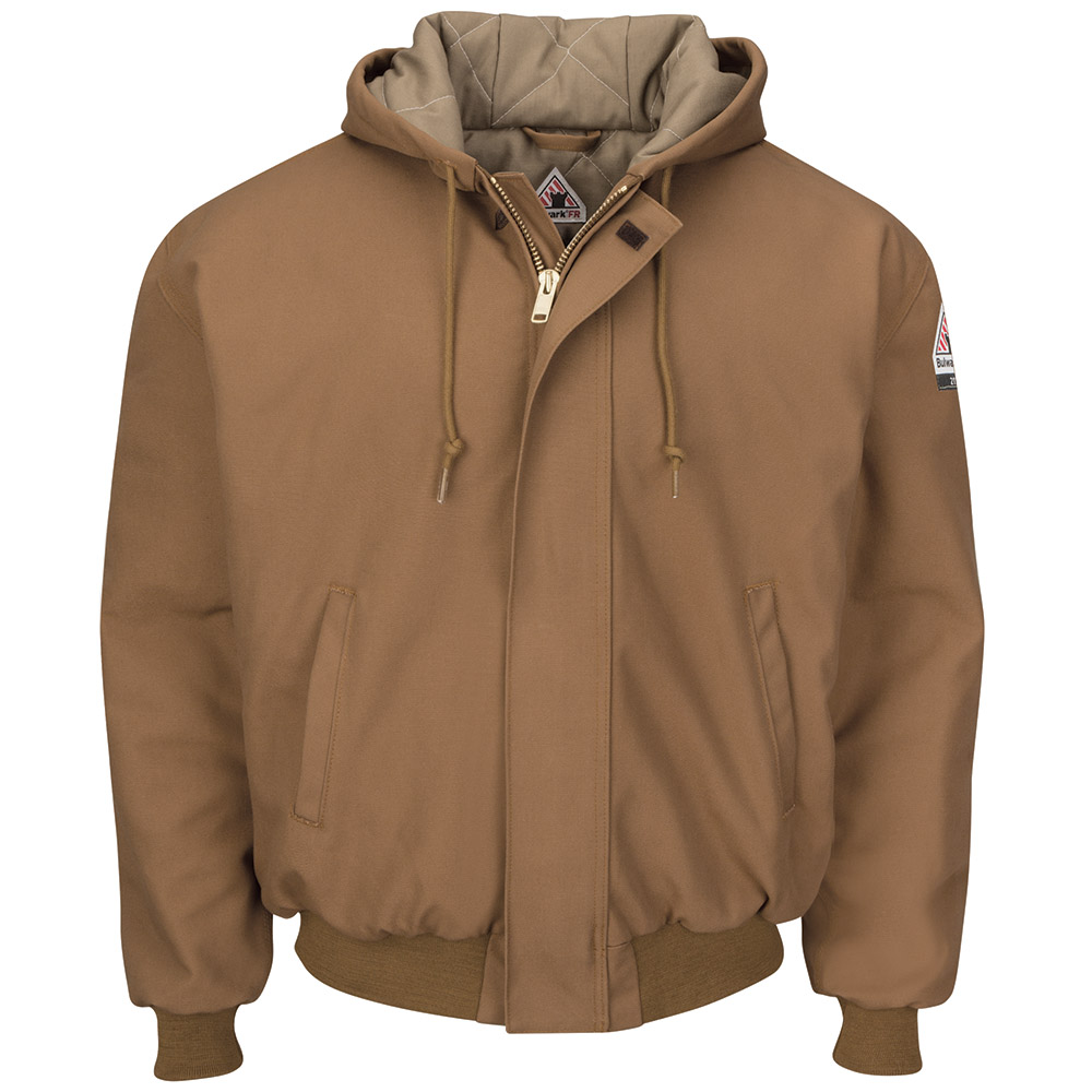 Bulwark FR Men's Insulated Brown Duck Jacket with Hood | JLH6BD