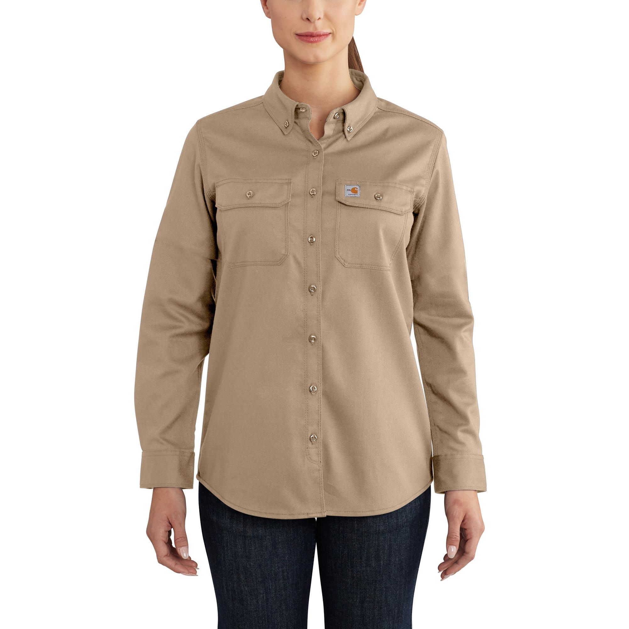Carhartt Women's FR Rugged Flex Twill Shirt in Khaki | 102459-250