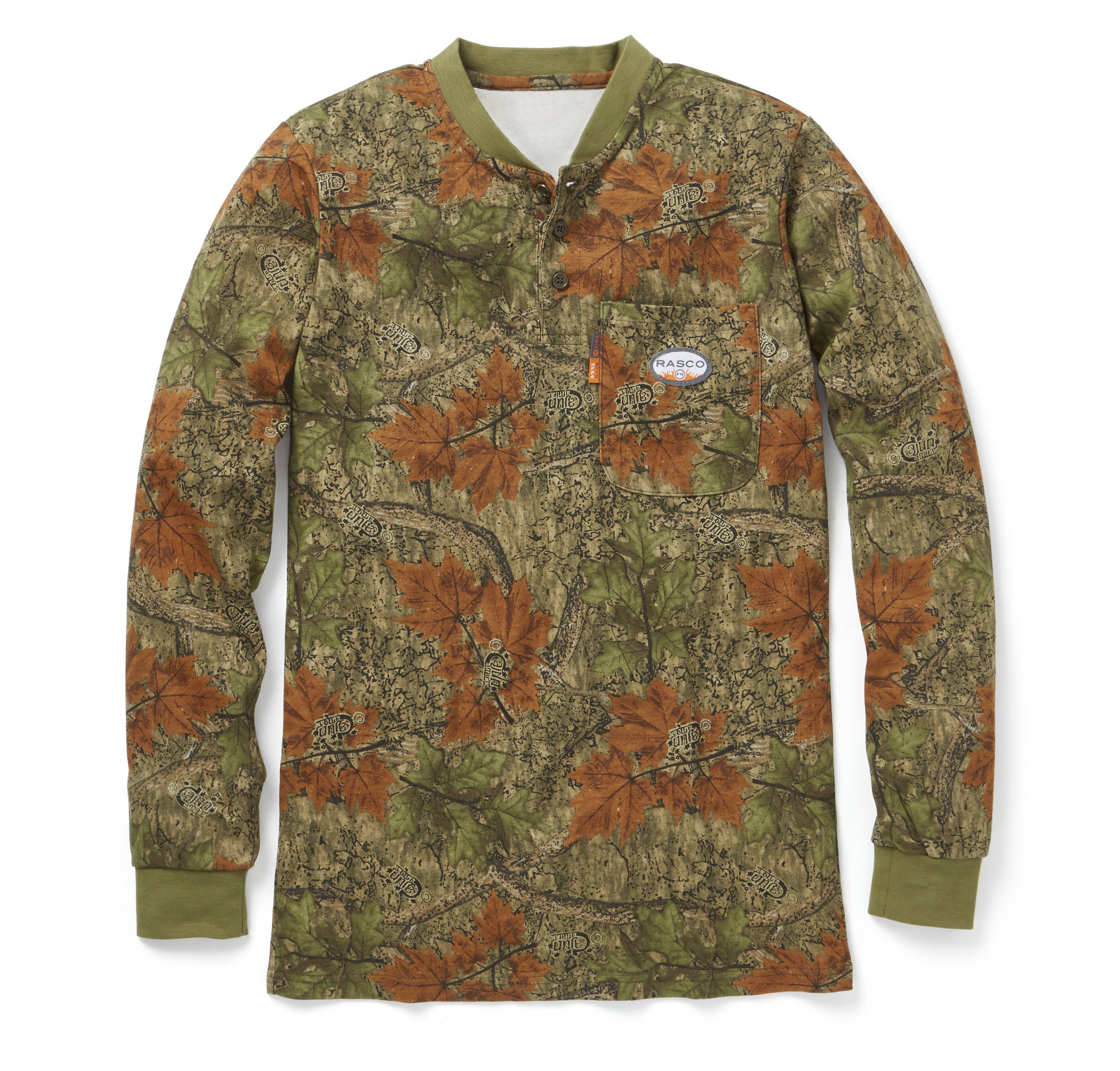 Rasco FR Henley T-Shirt in Cajun Camo 