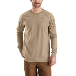 Carhartt FR Force Cotton Relaxed Fit Long Sleeve T-Shirt - Khaki flame, resistant, retardant, frc, solid,tee,tan,beige,brown