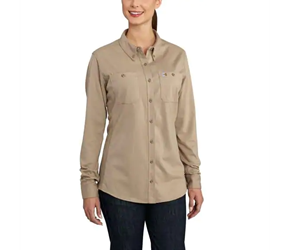 Carhartt Womens FR Force Cotton Hybrid Shirt - Khaki flame, resistant, retardant, work, ladies, frc, tan, beige, brown