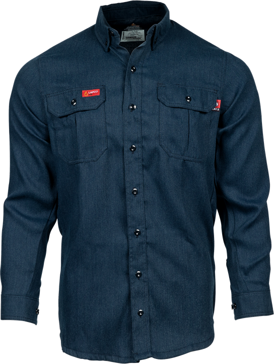 Lapco 5 oz. Tecasafe One Inherent FR Modern Uniform Shirt - Denim Navy - TCS5DN