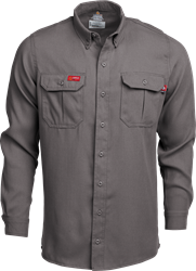 Lapco 5 oz. Tecasafe? One Inherent FR Modern Uniform Shirt - Gray flame, resistant, retardant, button down, tecasafe, inherent
