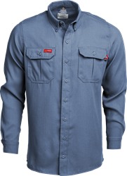 Lapco 5 oz. Tecasafe? One Inherent FR Modern Uniform Shirt - Medium Blue flame, resistant, retardant, button down, tecasafe, inherent
