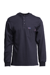 Lapco 7 oz. FR Henley Tee with Pocket - Navy flame, resistant, retardant, jersey, knit, cotton