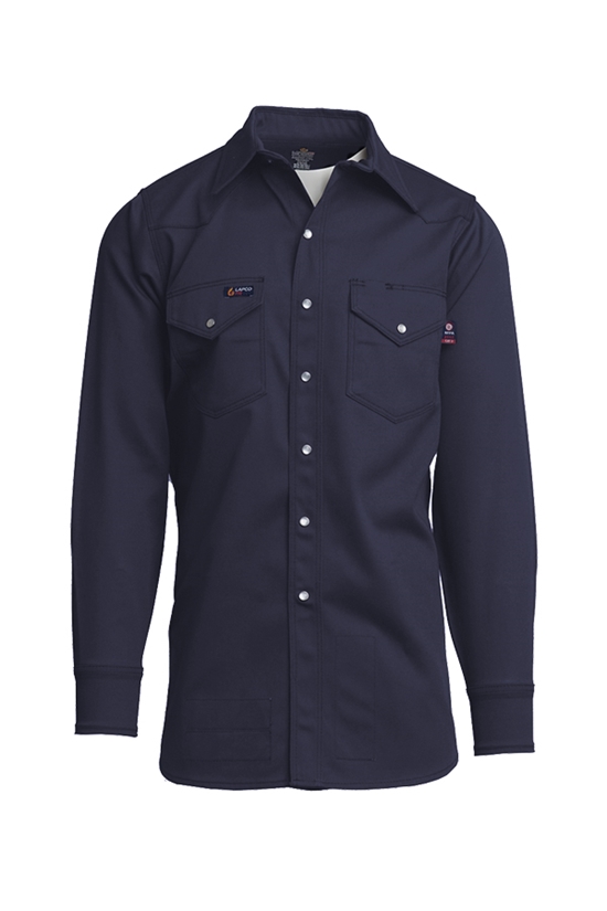 Lapco 9 oz. FR Welding Pearl Snap Shirt | Navy - INNWS