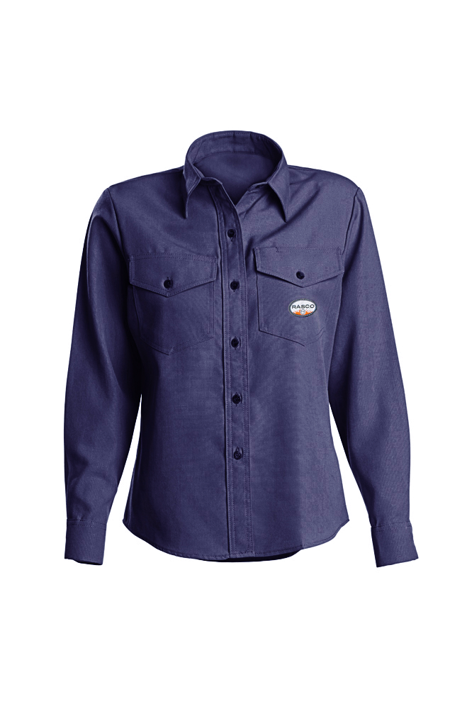 RASCO FR NR755 Men's Flame Resistant Shirt - Navy Medium Long Sleeve, 7.5oz FR Cotton, NFPA 2112 Certified