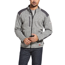 Ariat FR Caldwell Full Zip Sweater Jacket - Charcoal Heather flame, resistant, retardant, frc, hood, gray, grey, zipper