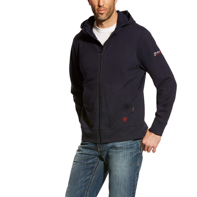 Ariat FR DuraStretch Full Zip Hoodie - Navy flame, resistant, retardant, frc, hood