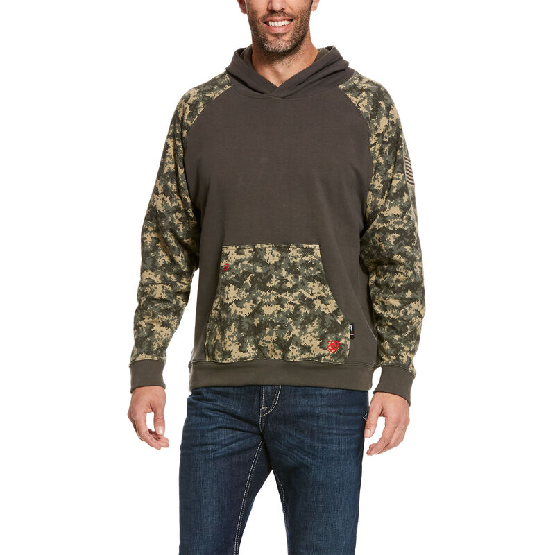 Ariat FR DuraStretch Patriot Hoodie - Sage Digi Camo flame, resistant, retardant, frc, hood, sweatshirt, pullover, hooded, digital, green, brown