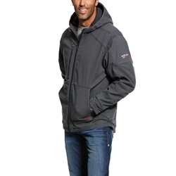 Ariat FR Duralight Stretch Canvas Jacket - Iron Grey flame, resistant, retardant, frc, full, zip, hood, hooded, iron, grey, gray