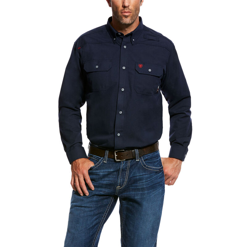 Ariat FR Featherlight Work Shirt - Navy flame, fire, resistant, frc, retardant, long sleeve, button down