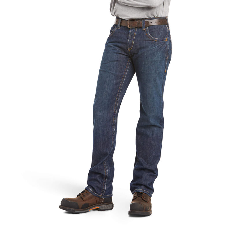 Ariat FR M5 Straight Basic Stackable Straight Leg Jean flame, resistant, retardant, work, basic, stackable, low, rise, lowrise, shale, shell, wash, frc, indigo, denim