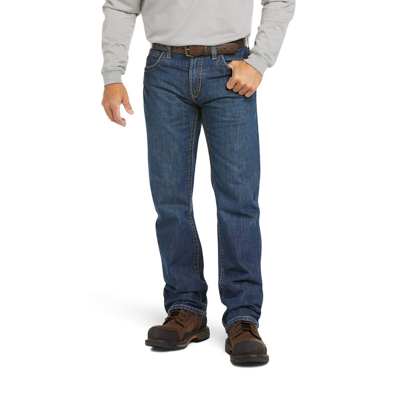 Ariat FR M5 Slim Basic Straight Leg Jean - Clay Wash flame, resistant, retardant, work, basic, stackable, low, rise, lowrise, clay, wash, frc, indigo, denim