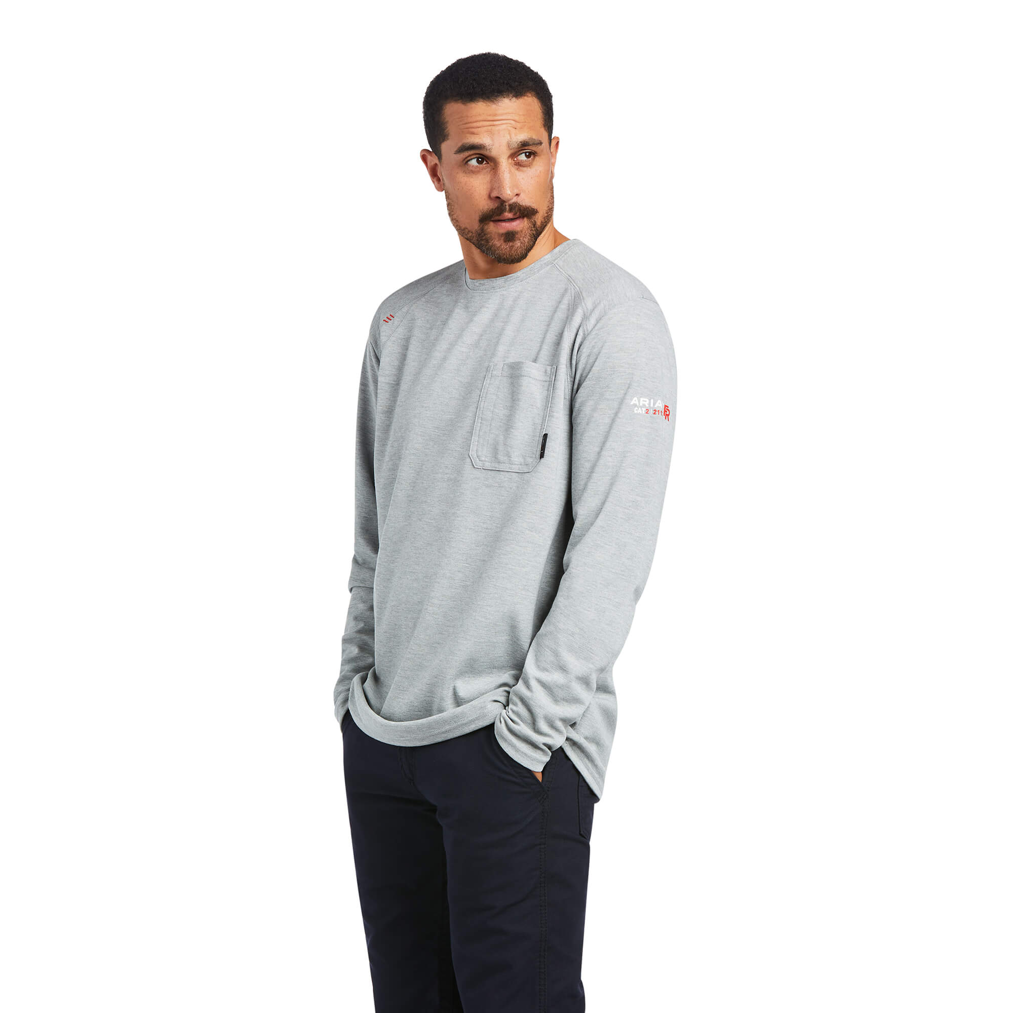 Ariat FR Max Protect Inherent T-Shirt | Heather Grey flame, resistant, retardant, frc, tee, t-shirt, grey, gray, long, sleeve