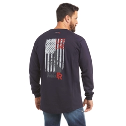 Ariat FR Mens Air Life On The Line Graphic Top - Navy tee, frc, flame, resistant, retardant, shirt, lineman, linemen, utility, power, electrical, electrician
