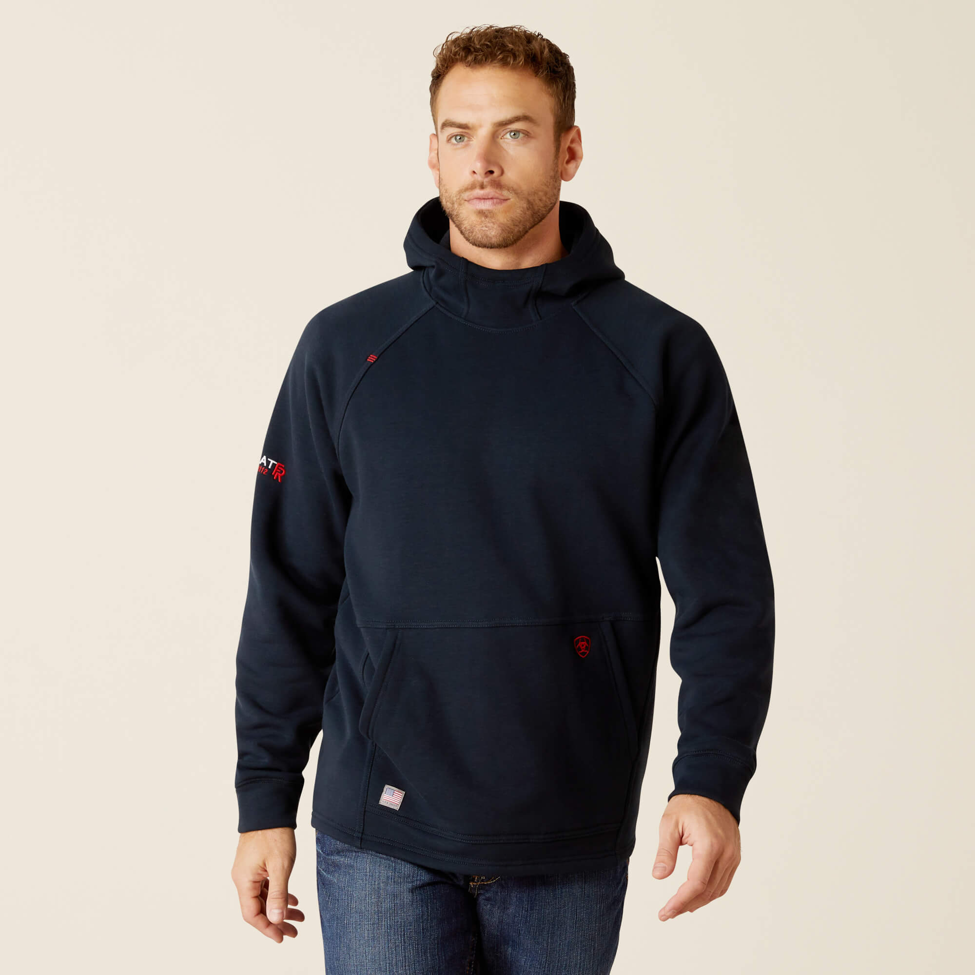 Ariat FR Mens Primo Fleece 2.0 Hoodie | Navy flame, resistant, retardant, frc, pullover, pull, over, hood, sweatshirt, hooded,oil,gas,construction,electric
