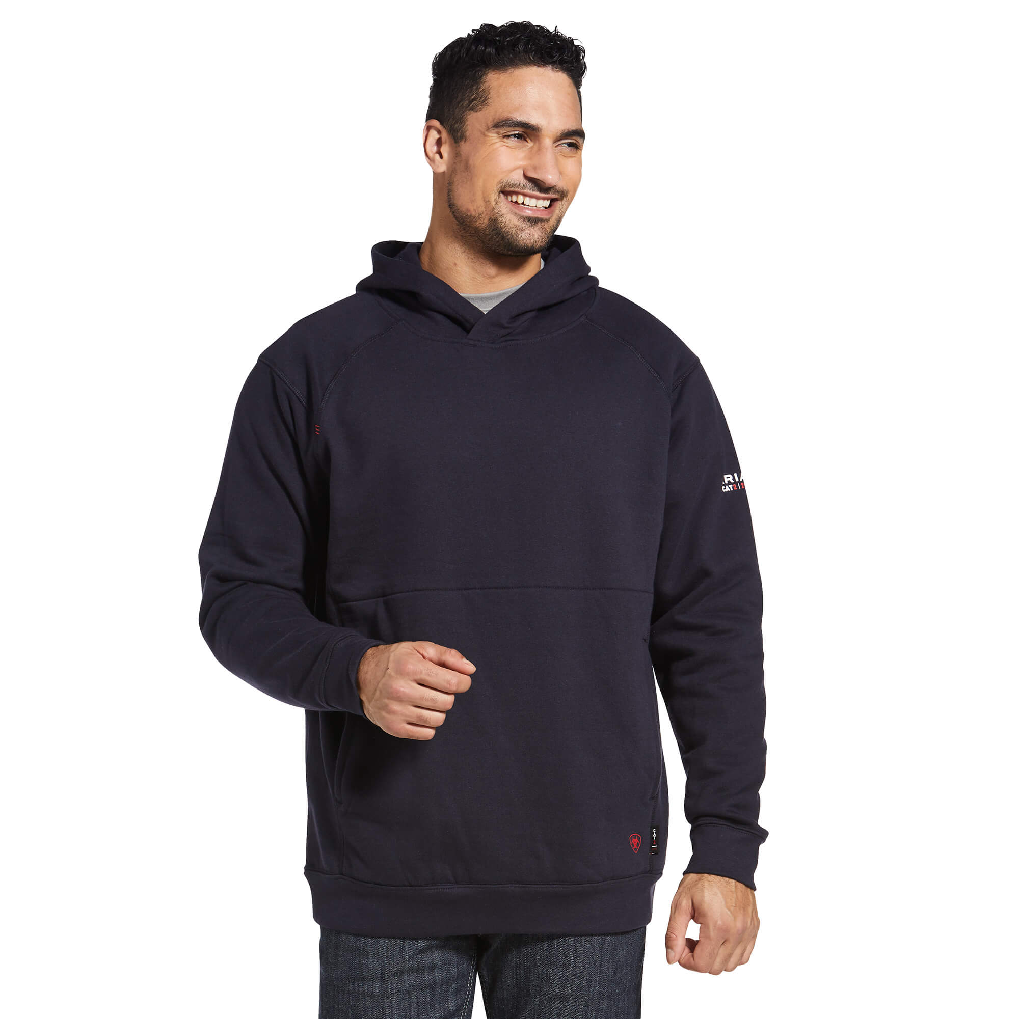 Ariat FR Mens Rev Pullover - Navy flame, resistant, retardant, frc, hood, sweatshirt, pullover, hooded