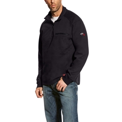 Ariat FR Rev Quarter Zip Pullover - Black flame, resistant, retardant, frc, 1/4. qtr, pull, over