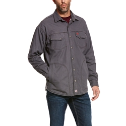 Ariat FR Rig Shirt Jacket - Iron Gray flame, resistant, retardant, frc, canvas, duralight, snap, snaps, grey