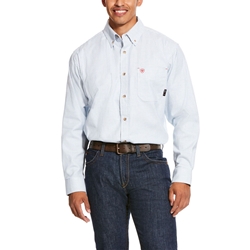 Ariat FR Solid Twill DuraStretch Work Shirt - White Multi flame, fire, resistant, frc, retardant, long sleeve, button down