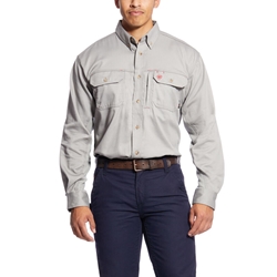 Ariat FR Solid Vent Shirt - Silver Fox flame, fire, resistant, frc, retardant, long sleeve, button down, gray, grey