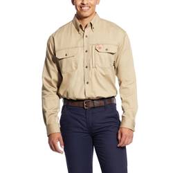Ariat FR Solid Vent Shirt - Khaki flame, fire, resistant, frc, retardant, long sleeve, button down, tan