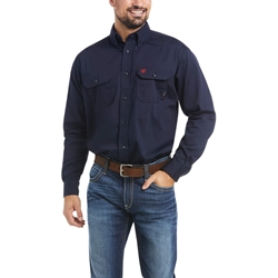 Ariat FR Solid Work Shirt - Navy flame, fire, resistant, frc, retardant, long sleeve, button down