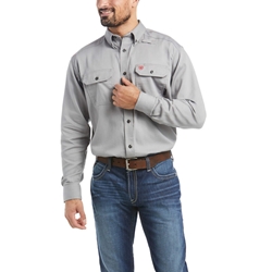 Ariat FR Solid Work Shirt - Silver Fox flame, fire, resistant, frc, retardant, long sleeve, button down, grey, gray
