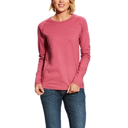 Ariat FR Womens Air Crew T-Shirt - Rose Violet ladies, flame, resistant, retardant, solid, frc, shirt, long sleeve, pink