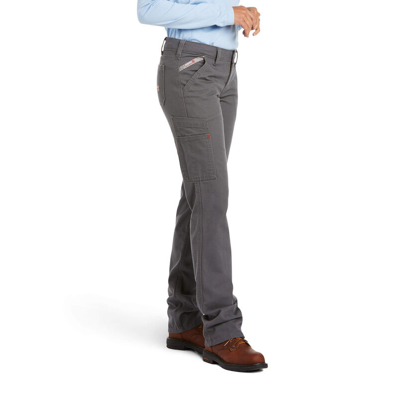 Ariat FR Womens Mid Rise Duralight Stretch Canvas Straight Leg Pant - Iron Grey ladies, flame, resistant, retardant