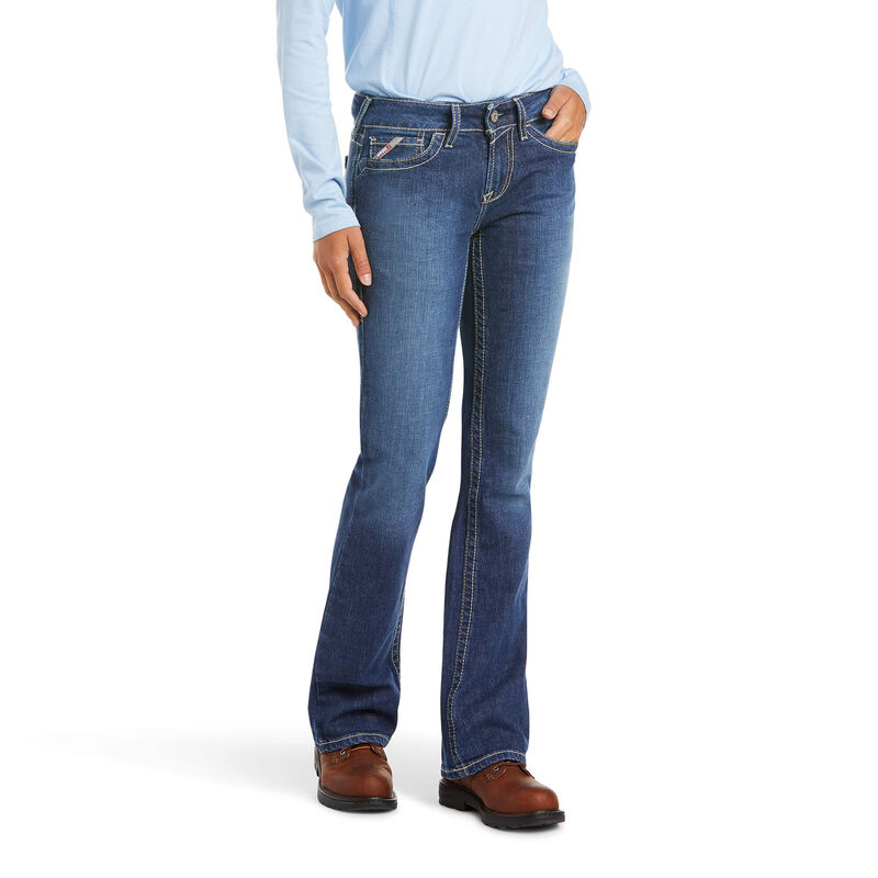 Ariat FR Womens Mid Rise Durastretch Bootcut Jean ladies, flame, resistant, retardant, denim, indigo, blue, quartz, jeans, frc, basic
