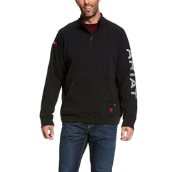 Ariat Flame Resistant Black Primo Fleece Log 1/4 Zip Sweater flame, resistant, retardant, frc, hood, sweatshirt, pullover, hooded