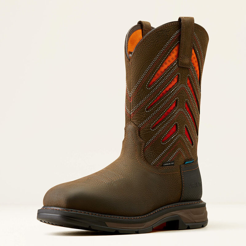 Ariat Mens WorkHog XT VenTEK Waterproof Carbon Toe Work Boot pull on, pull up, brown, cowboy, steel, toe, comp, safety, waterproof, vented