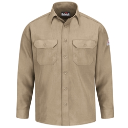 Bulwark FR 4.5 oz. Nomex Uniform Shirt - Tan flame, resistant, retardant, arc, flash, fire, button, down, lightweight, long sleeve, work, khaki, beige, brown