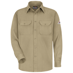 Bulwark FR 5.8 oz. Lightweight Uniform Shirt - Khaki flame, resistant, retardant, arc, flash, fire, button, down, tan, beige, long sleeve, work