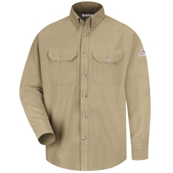 Bulwark FR 7 oz. Cool Touch Midweight Dress Shirt - Khaki flame, resistant, retardant, arc, flash, fire, button, down, tan, beige, long sleeve, work, uniform