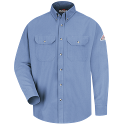 Bulwark FR 7 oz. Cool Touch Midweight Dress Shirt - Light Blue flame, resistant, retardant, arc, flash, fire, button, down, long sleeve, work, uniform