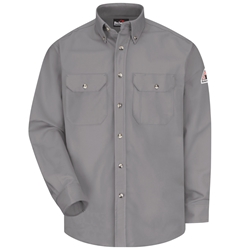 Bulwark FR 7 oz. Dress Uniform Shirt - Gray flame, resistant, retardant, fire, arc, flash, work, mens, mens, grey