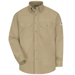 Bulwark FR 7 oz. Dress Uniform Shirt - Khaki flame, resistant, retardant, fire, arc, flash, work, mens, mens, tan, beige, brown