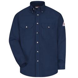 Bulwark FR 7 oz. Dress Uniform Shirt - Navy flame, resistant, retardant, fire, arc, flash, work, men's, mens