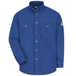 Bulwark FR 7 oz. Dress Uniform Shirt - Royal Blue flame, resistant, retardant, fire, arc, flash, work, mens, mens, cobalt