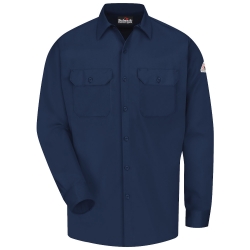 Bulwark FR 7 oz. Excel FR Comfort Touch Work Shirt - Navy flame, resistant, retardant, arc, flash, fire, button, down, long sleeve, work, uniform