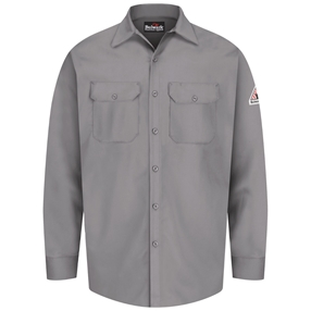 Bulwark FR Button Down Work Shirt - Silver Gray