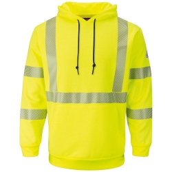 Bulwark FR Hi-Visibility Fleece Pullover Hoodie - Class 3 flame, resistant, retardant, arc, flash, fire, bright, yellow, green, ppe, safety, hi, vis, viz, tape, visibility, high, sweatshirt, hooded