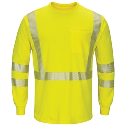 Bulwark FR Hi-Visibility Lightweight Long Sleeve T-Shirt - Class 3 flame, resistant, retardant, arc, flash, fire, bright, yellow, green, ppe, safety, hi, vis, viz, tape, visibility, high