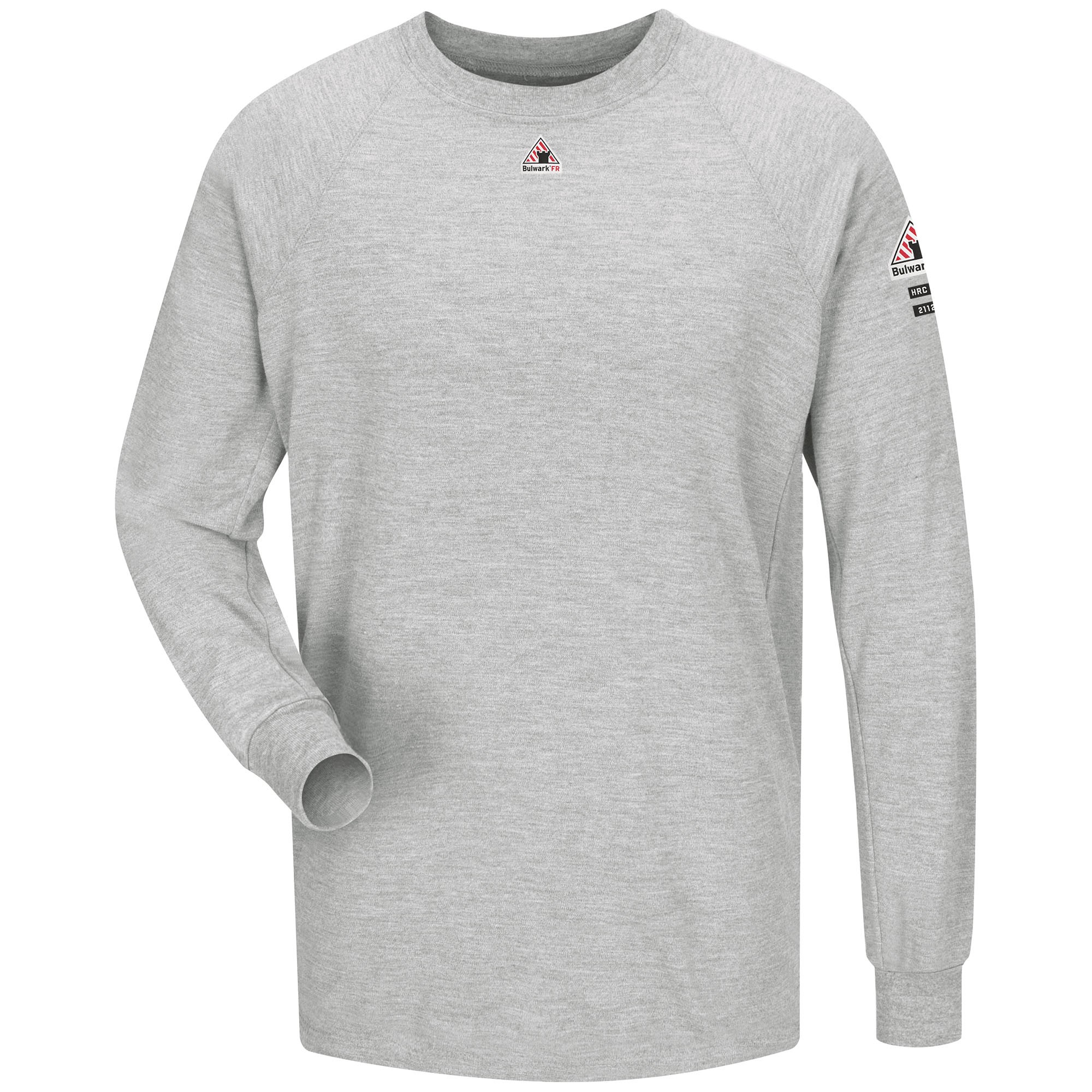 Bulwark FR Long Sleeve Performance Cool Touch T-Shirt - Heather Gray fire, flame, resistant, retardant, arc, flash, mens, mens, tee, crew, neck, frc, grey, gray