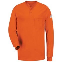 Bulwark FR Long Sleeve Tagless Henley - Orange lightweight, tag-less, flame, resistant, retardant, arc, flash, fire, mens, shirt, knit