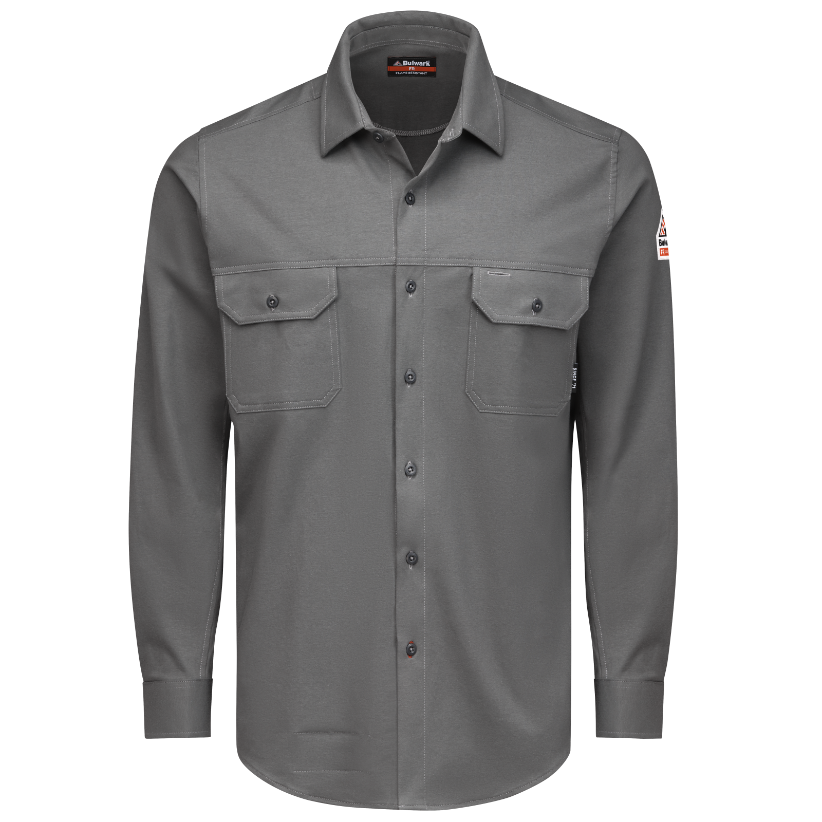 Bulwark FR Mens Flex Knit Button Down Shirt - Charcoal flame, resistant, retardant, arc, flash, fire, button, down