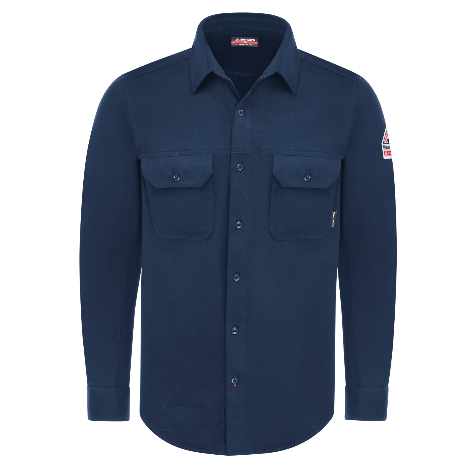 Bulwark FR Mens Flex Knit Button Down Shirt - Navy flame, resistant, retardant, arc, flash, fire, button, down